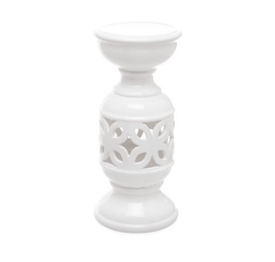 White ceramic candle holder 11cm x 24cm